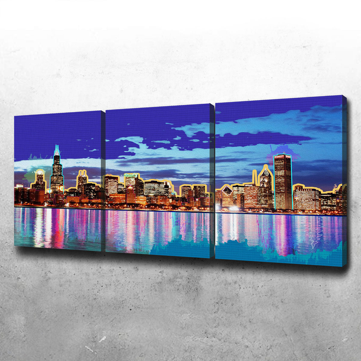 Stunning Neon Chicago Skyline Wall Art for Modern Decor