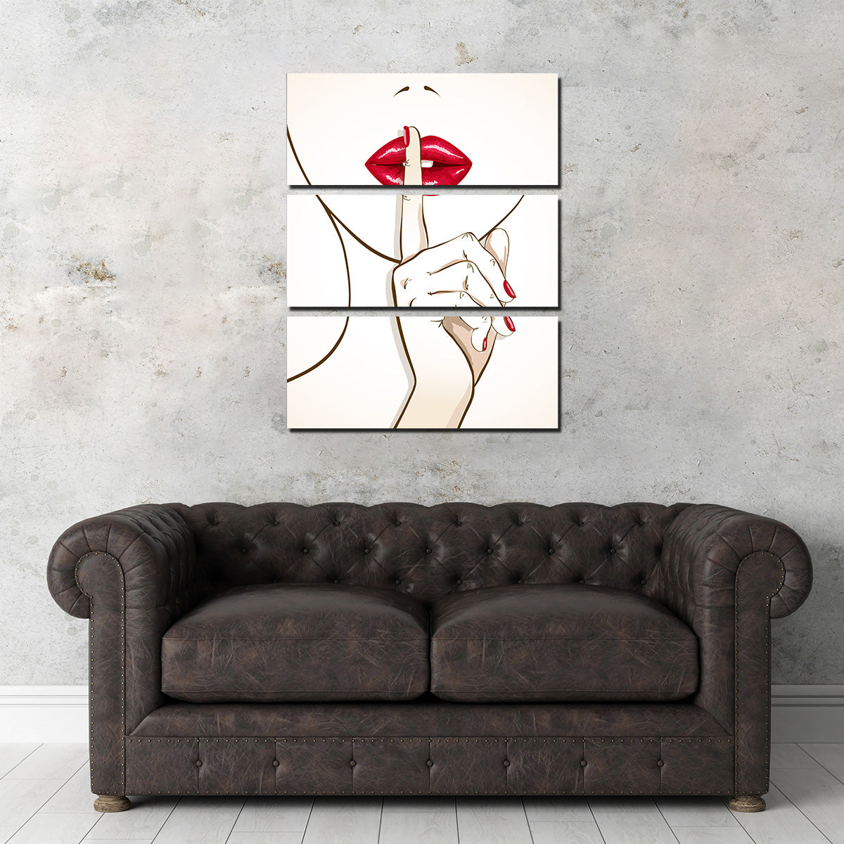 Shh Lips: Exquisite Kiln - Dried Pine Wood Framed Canvas Prints
