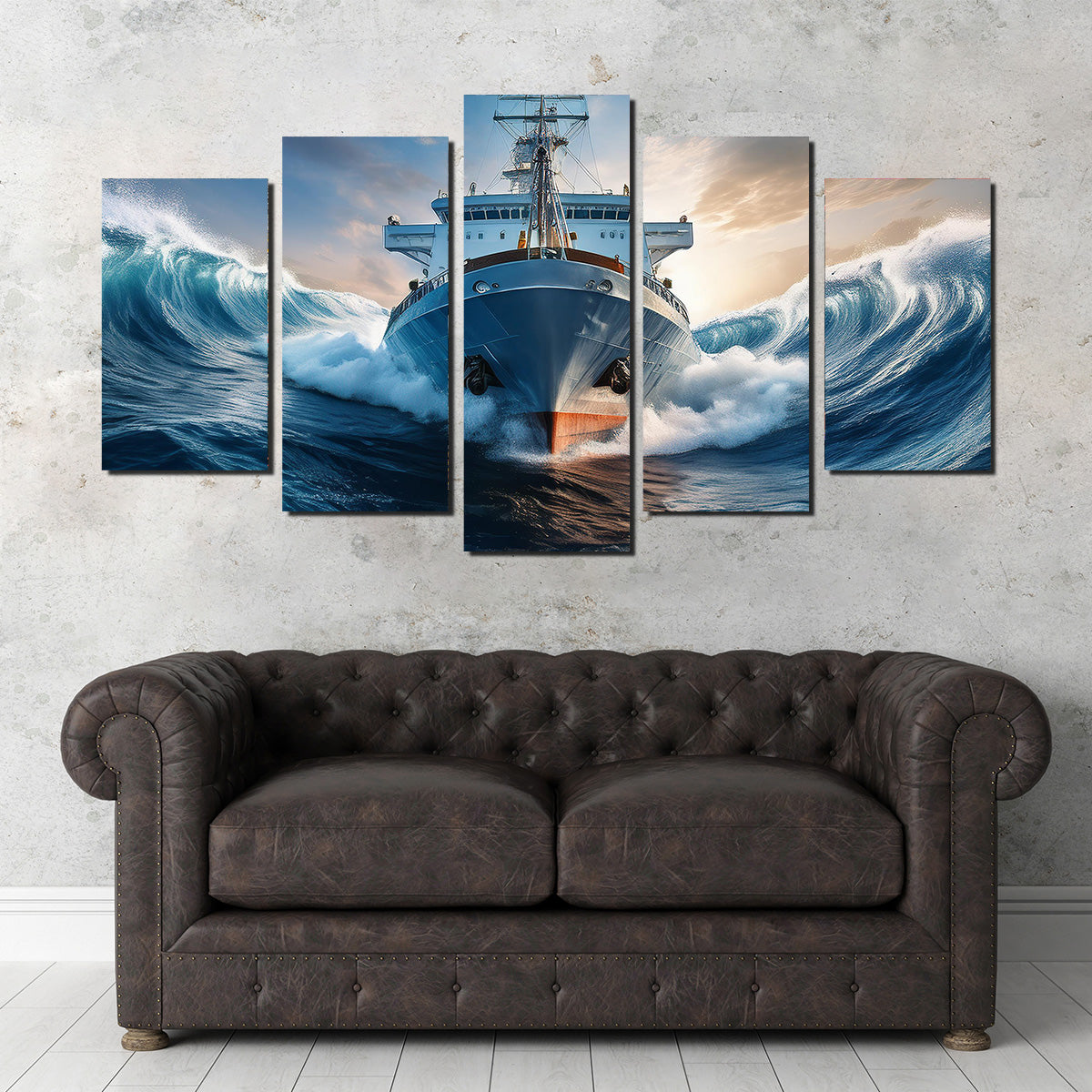 Stunning Ship in High Waves Wall Art