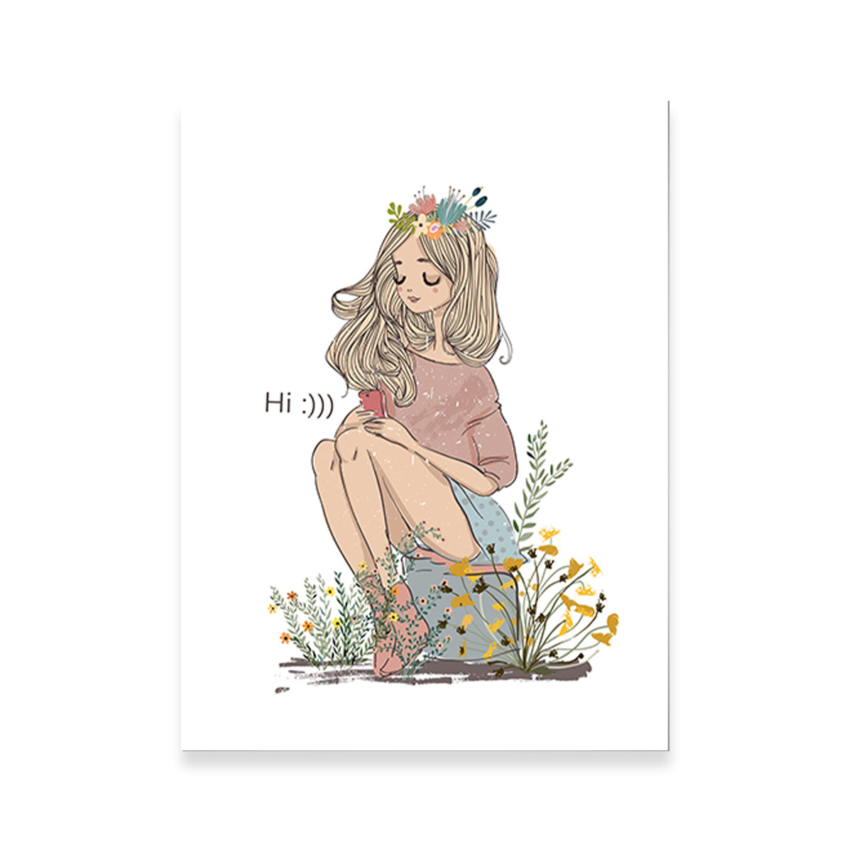 Charming Cartoon Flower Girl Wall Art for Stunning Decor