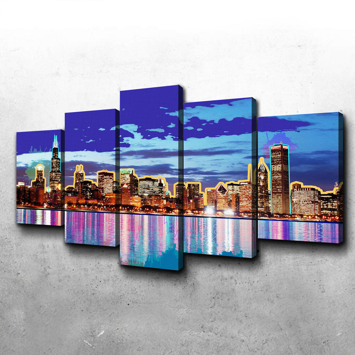 Stunning Neon Chicago Skyline Wall Art for Modern Decor