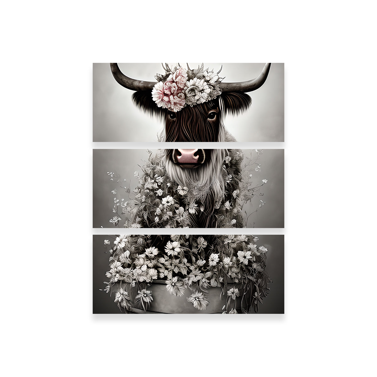 Charming Shabby Highland Cow Wall Art by Dina Rolle