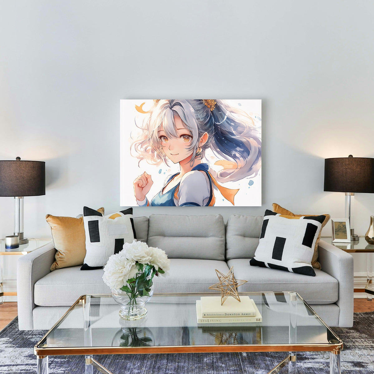 Stunning Anime Girl Print in White