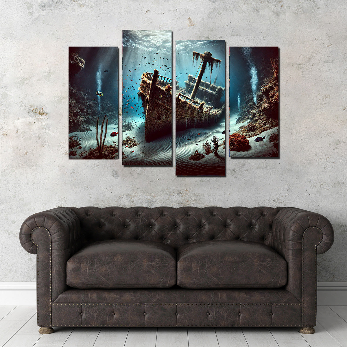 Enchanting Shipwreck on Ocean Floor Wall Art