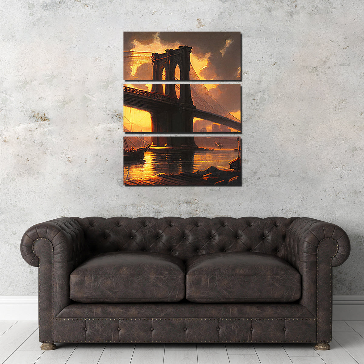 Stunning Old Brooklyn Bridge at Dusk Wall Art for Home Decor