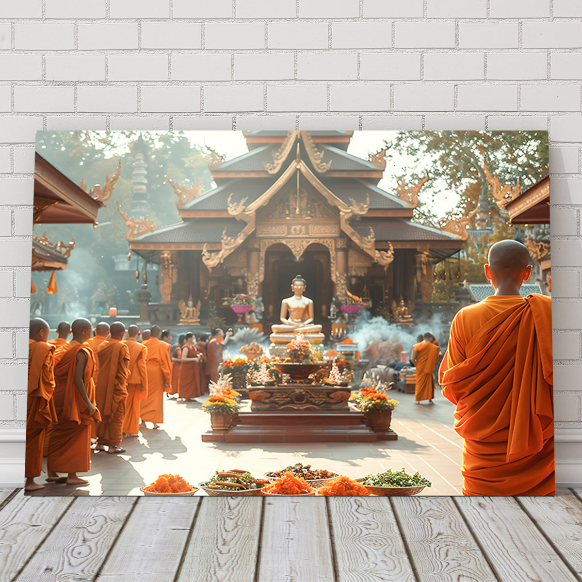 Exquisite Monks in Saffron Robes Wall Art