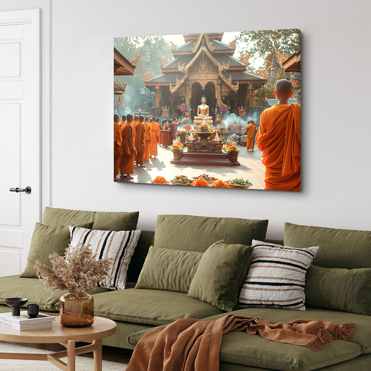 Exquisite Monks in Saffron Robes Wall Art