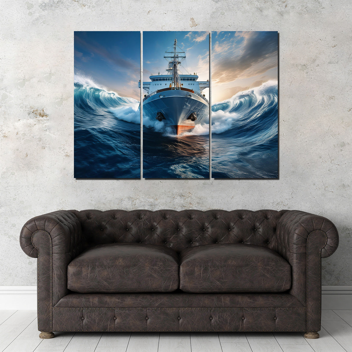 Stunning Ship in High Waves Wall Art
