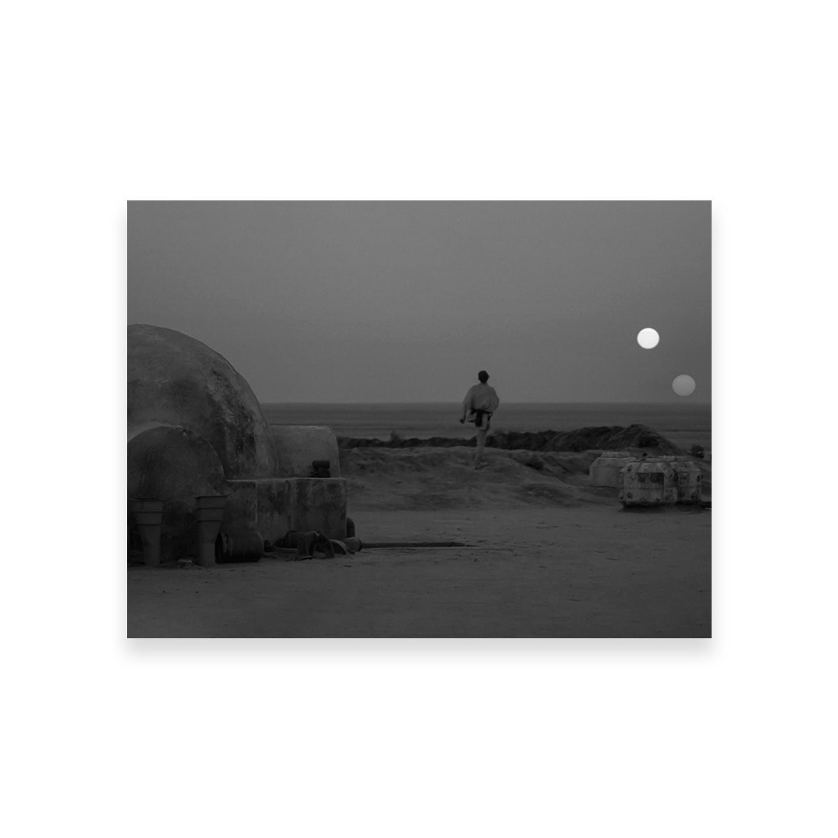 Stunning Binary Star Wars Sunset Grayscale Wall Art for Your Home Decor