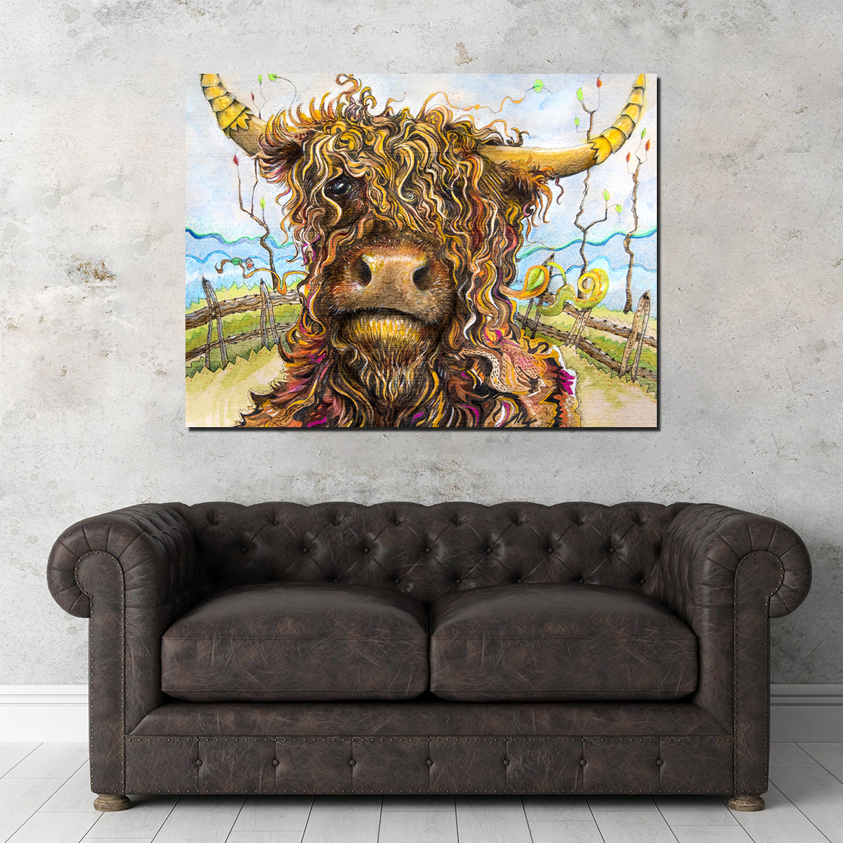 Exquisite Highland Cow Art Canvas Wall Art for Home Decor