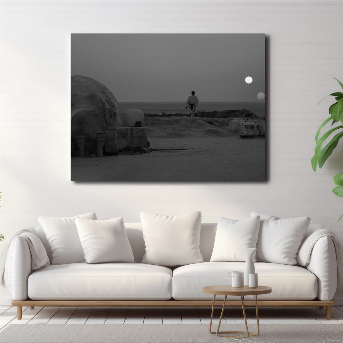 Stunning Binary Star Wars Sunset Grayscale Wall Art for Your Home Decor