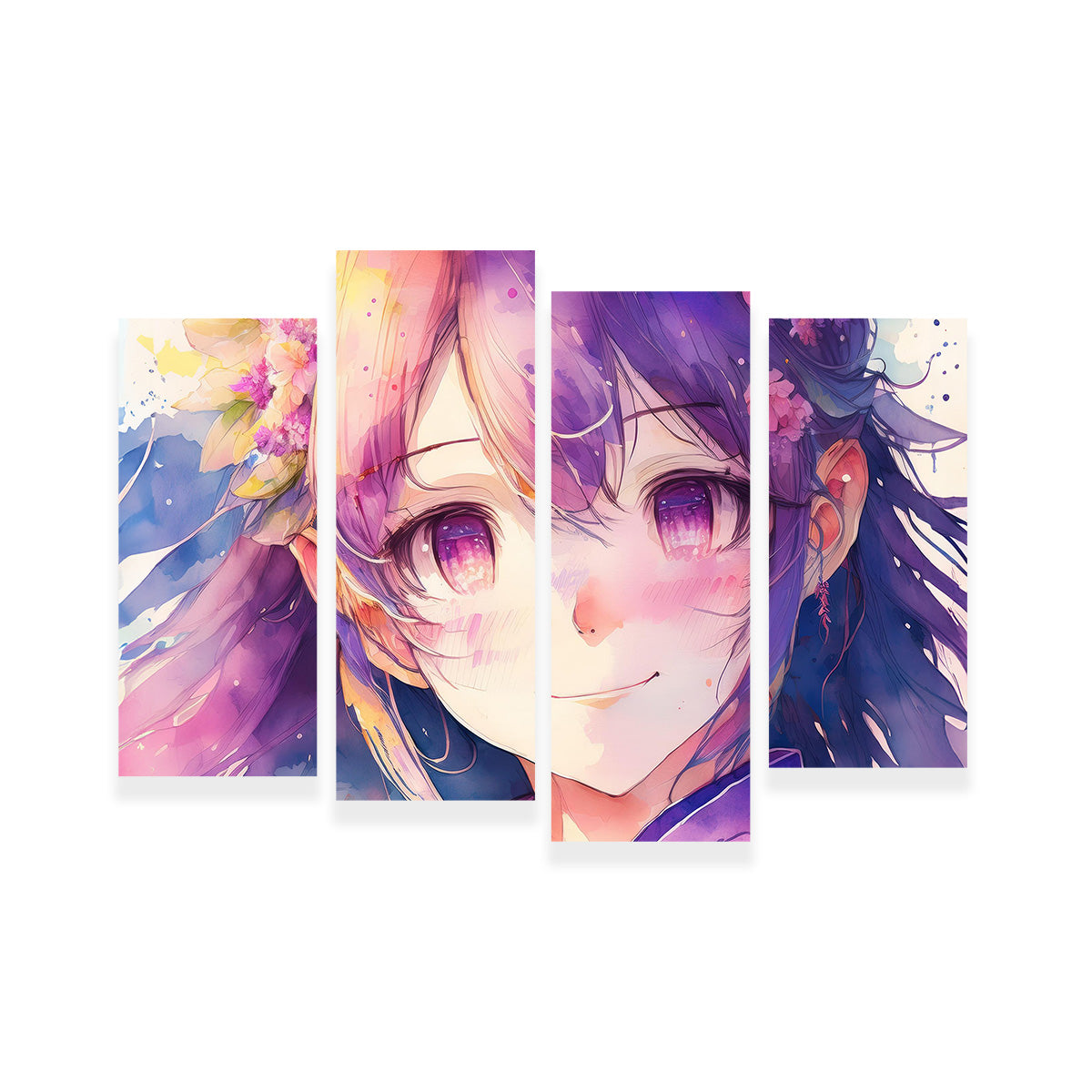 Captivating Anime Girl Watercolor Wall Art