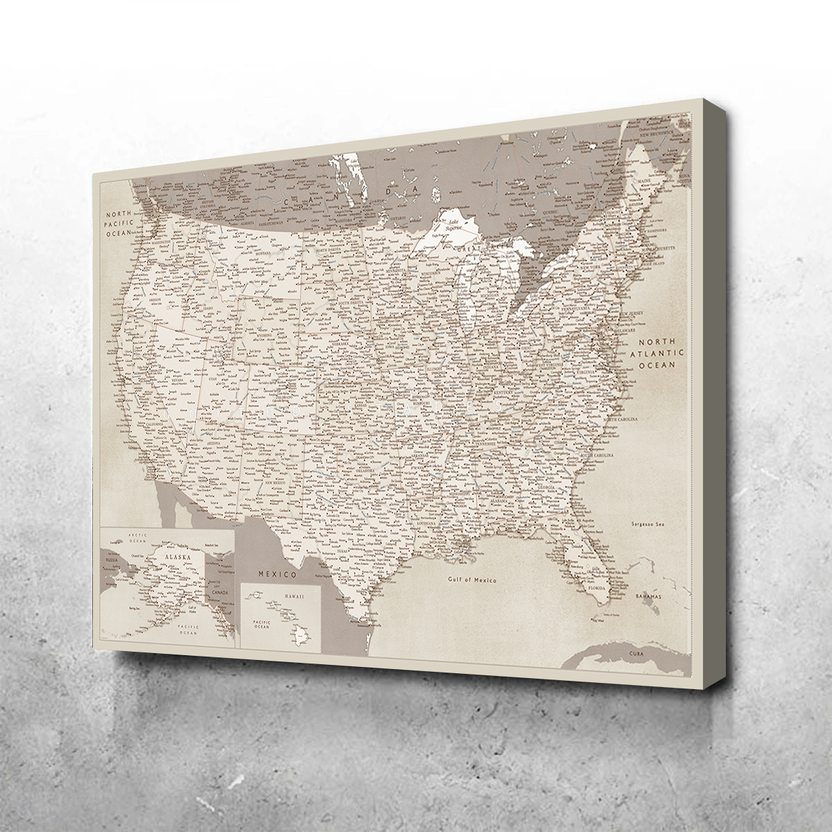 Stunning Sepia US Map Wall Art for Your Home Decor