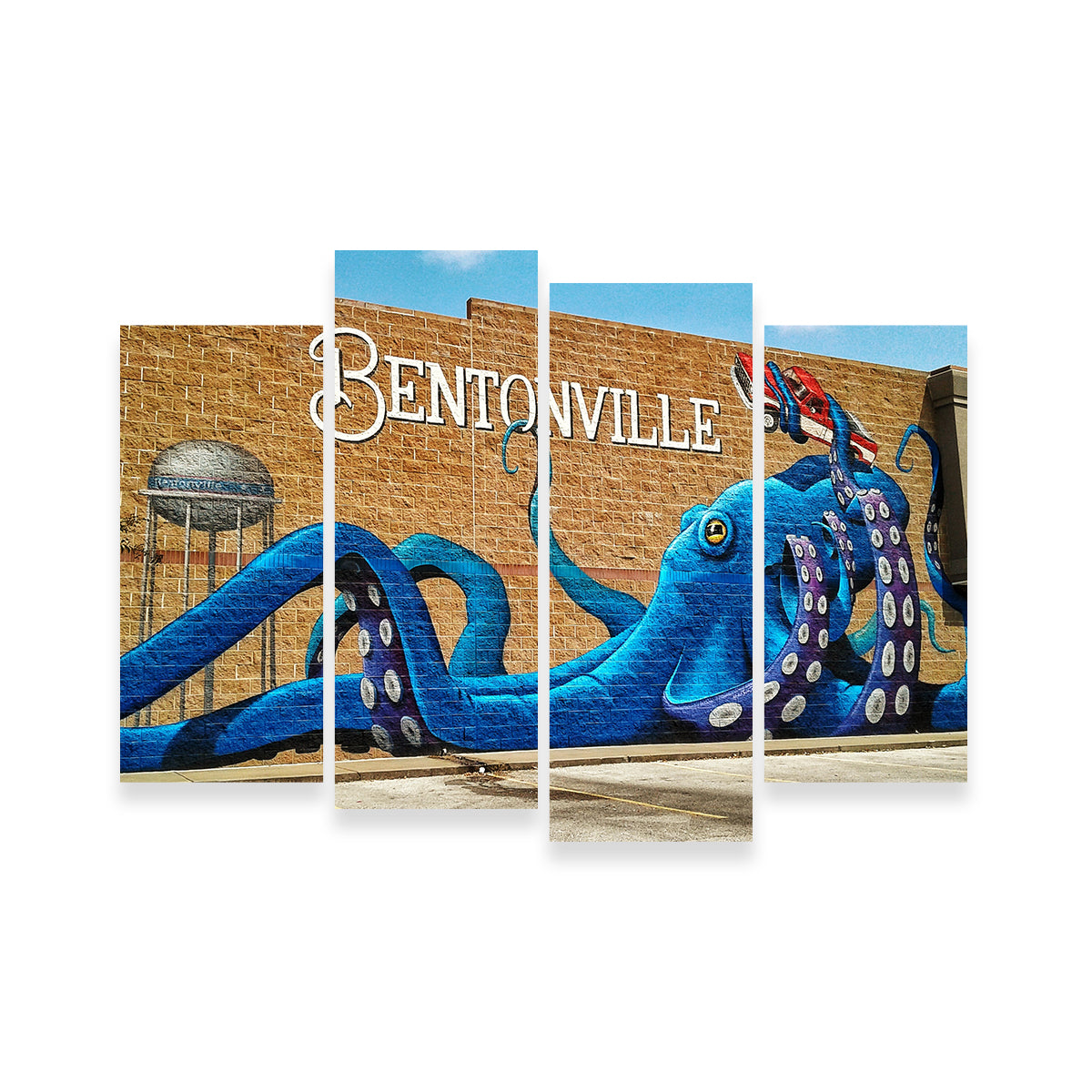 Stunning Bentonville Blue Octopus Mural Wall Art for Home Decor