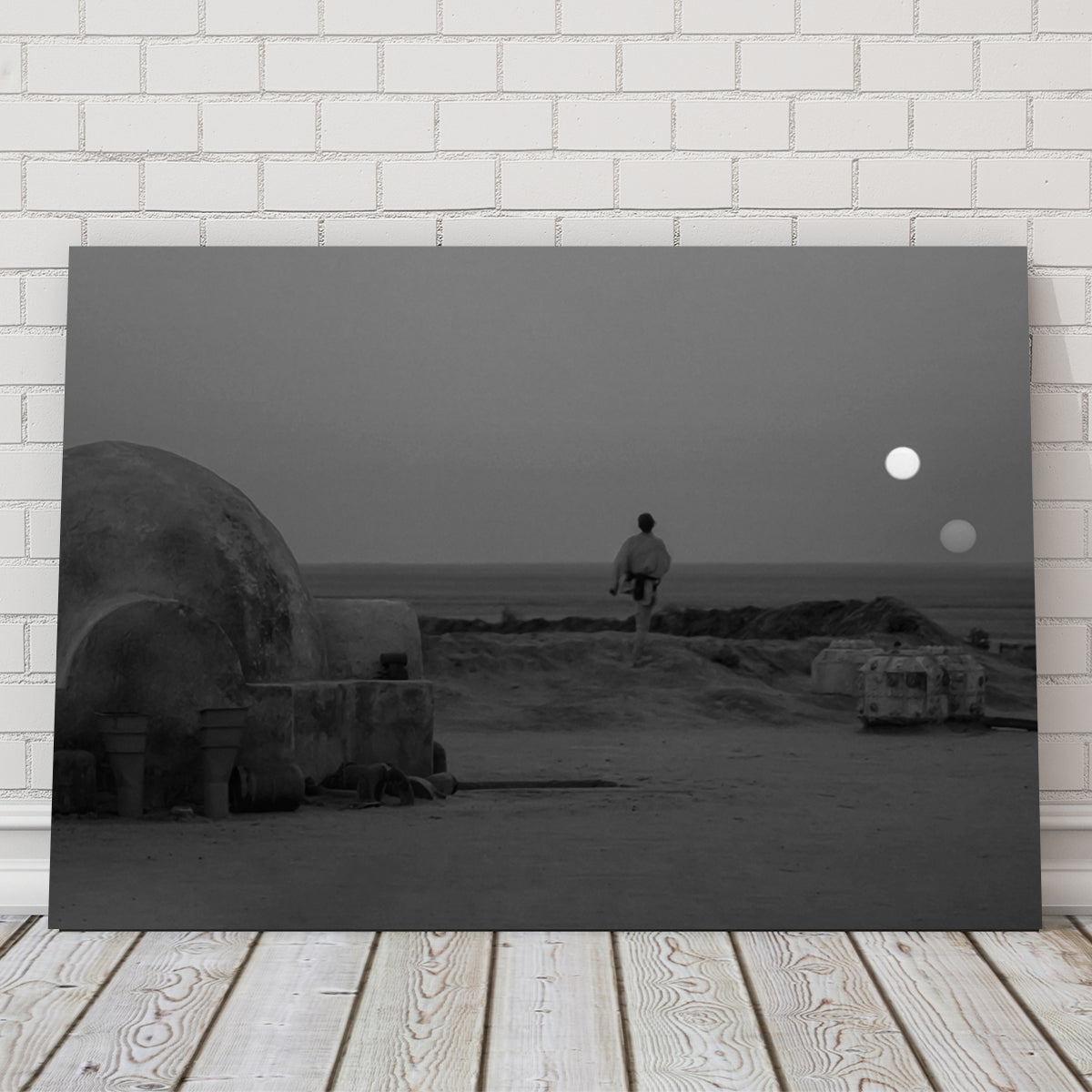 Stunning Binary Star Wars Sunset Grayscale Wall Art for Your Home Decor