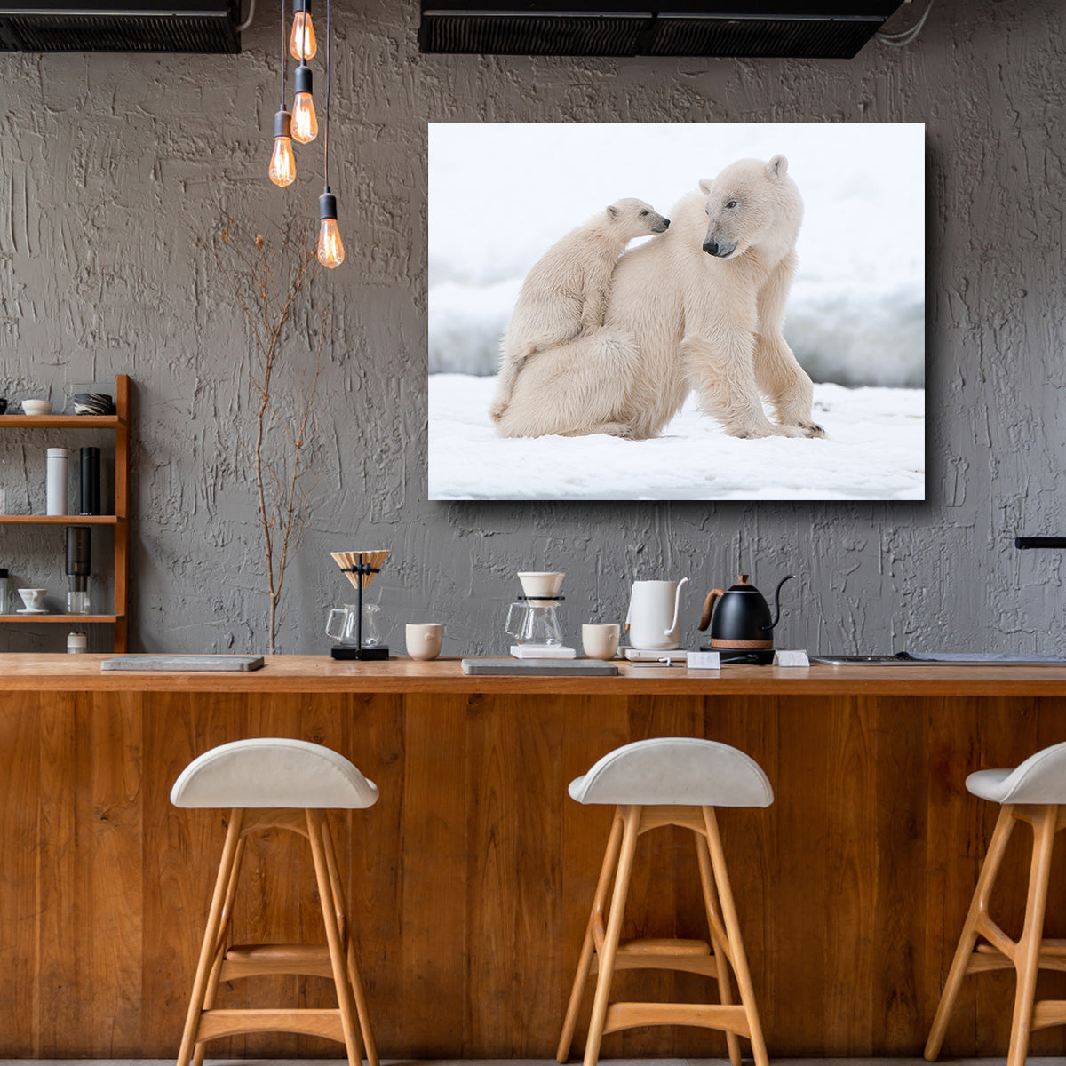 Adorable Polar Bear with Cub Wall Art for Stunning Home Decor