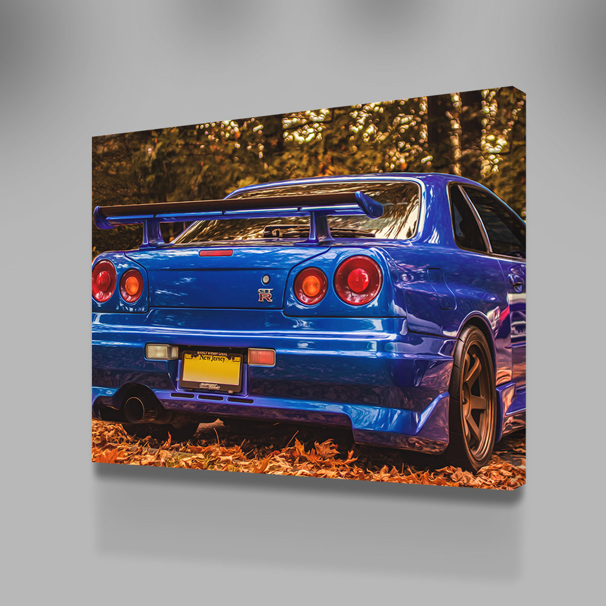 Stunning Nissan Skyline R34 Blue Wall Art - Ideal for Car Enthusiasts
