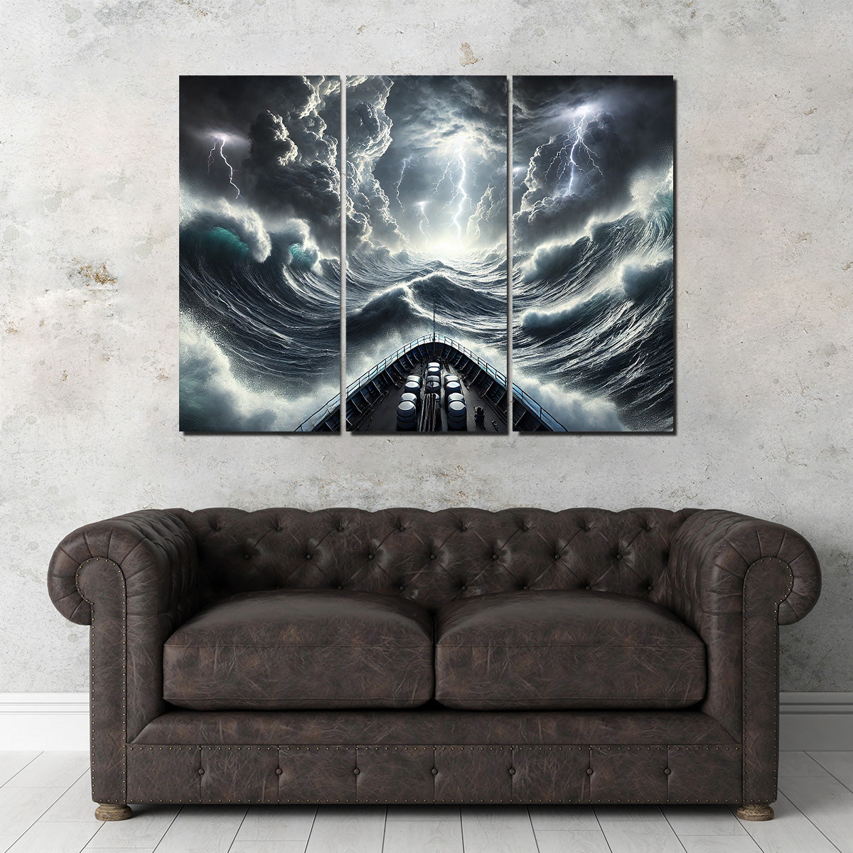 Stunning Ship Deck View of a Fierce Storm Art Print
