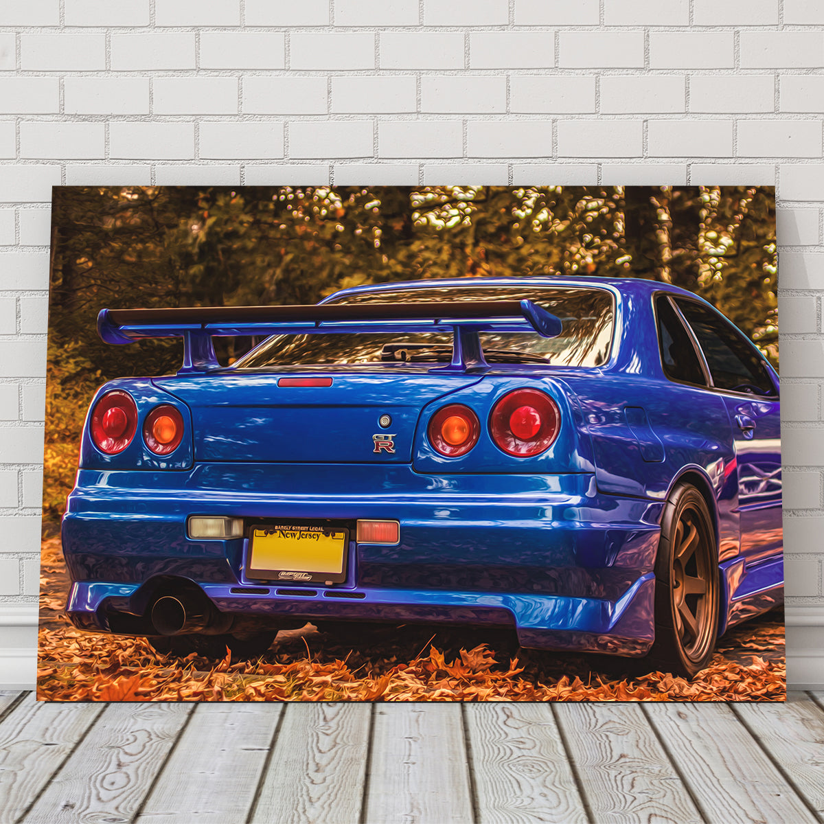 Stunning Nissan Skyline R34 Blue Wall Art - Ideal for Car Enthusiasts