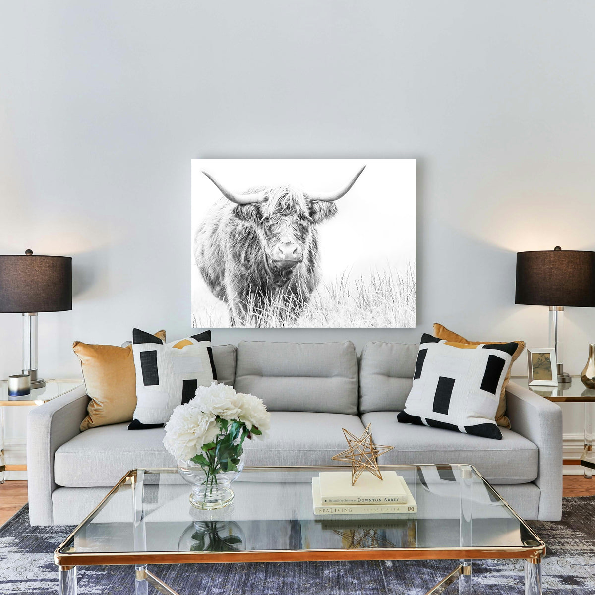 Stunning Highland Cow Wall Art on White Canvas