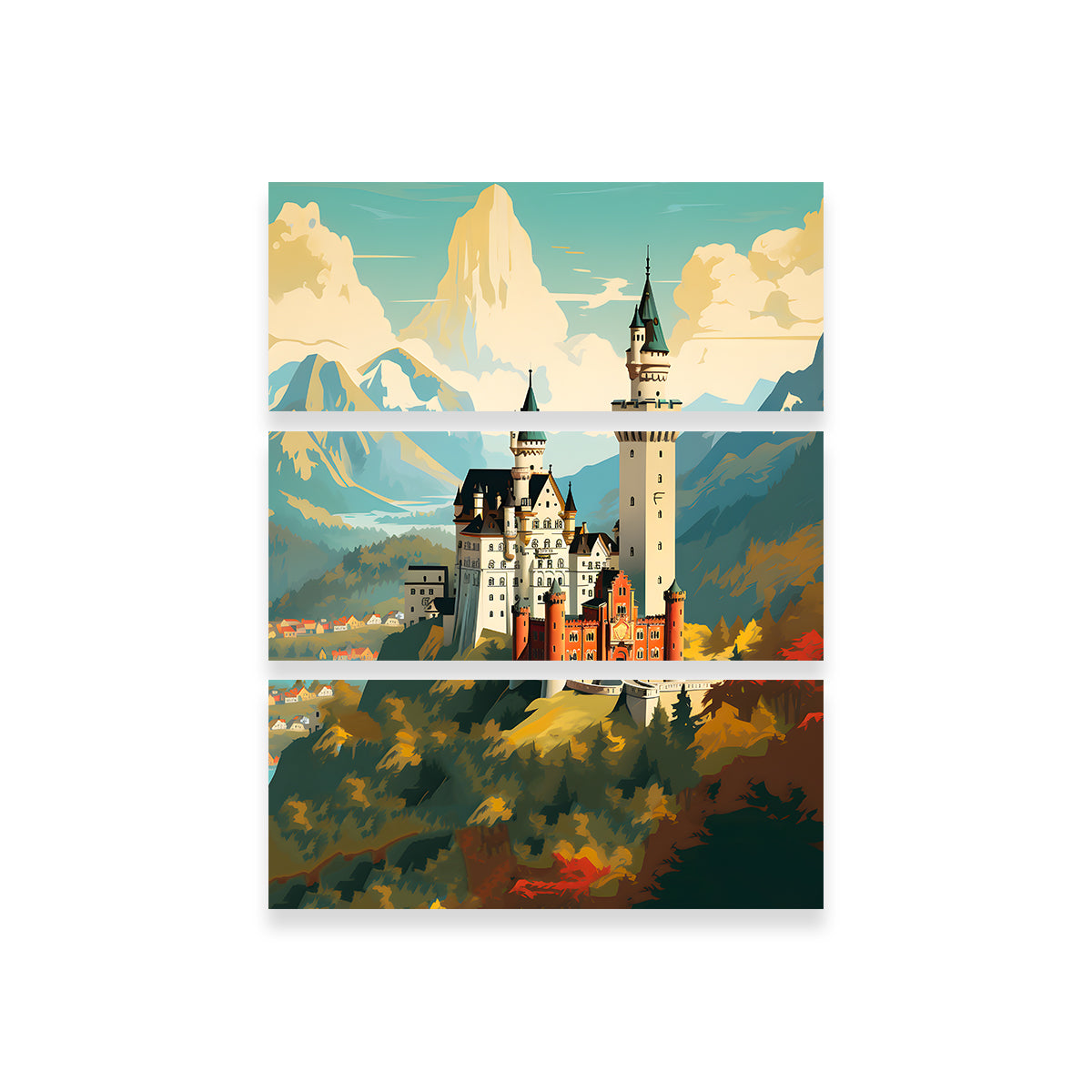 Exquisite Neuschwanstein Castle Wall Art by Valth Graphics