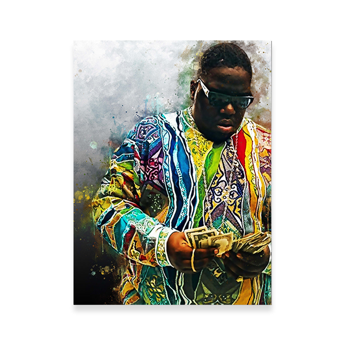 Biggie Counting Cash - Premium Handmade Canvas Print
