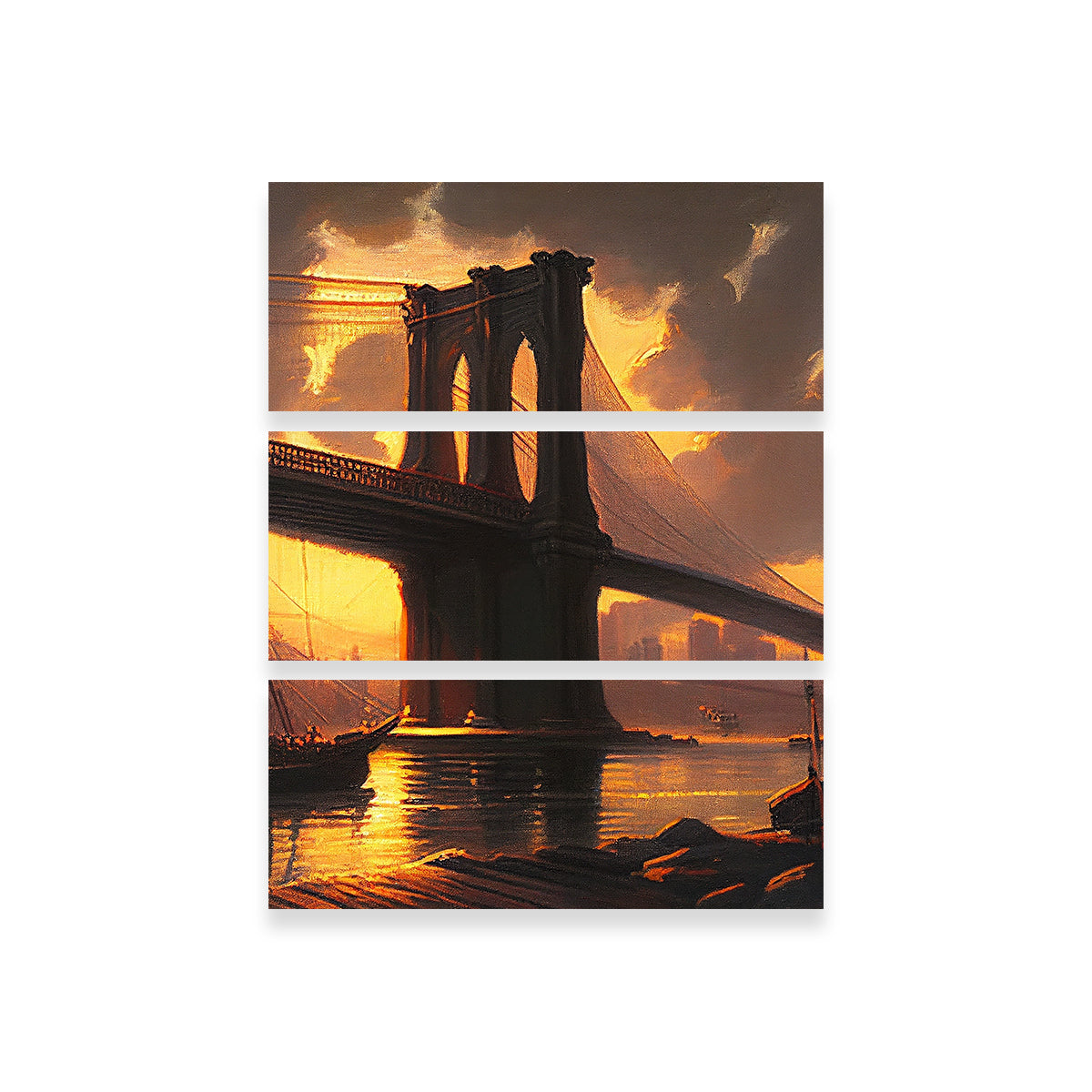 Stunning Old Brooklyn Bridge at Dusk Wall Art for Home Decor