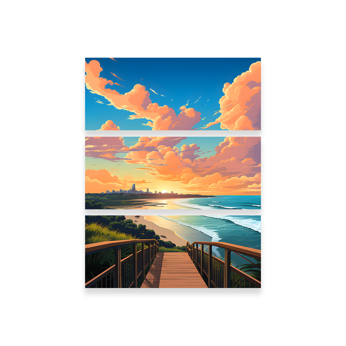 Australia Gold Coast Beach Wall Art - Premium Handmade Canvas Print