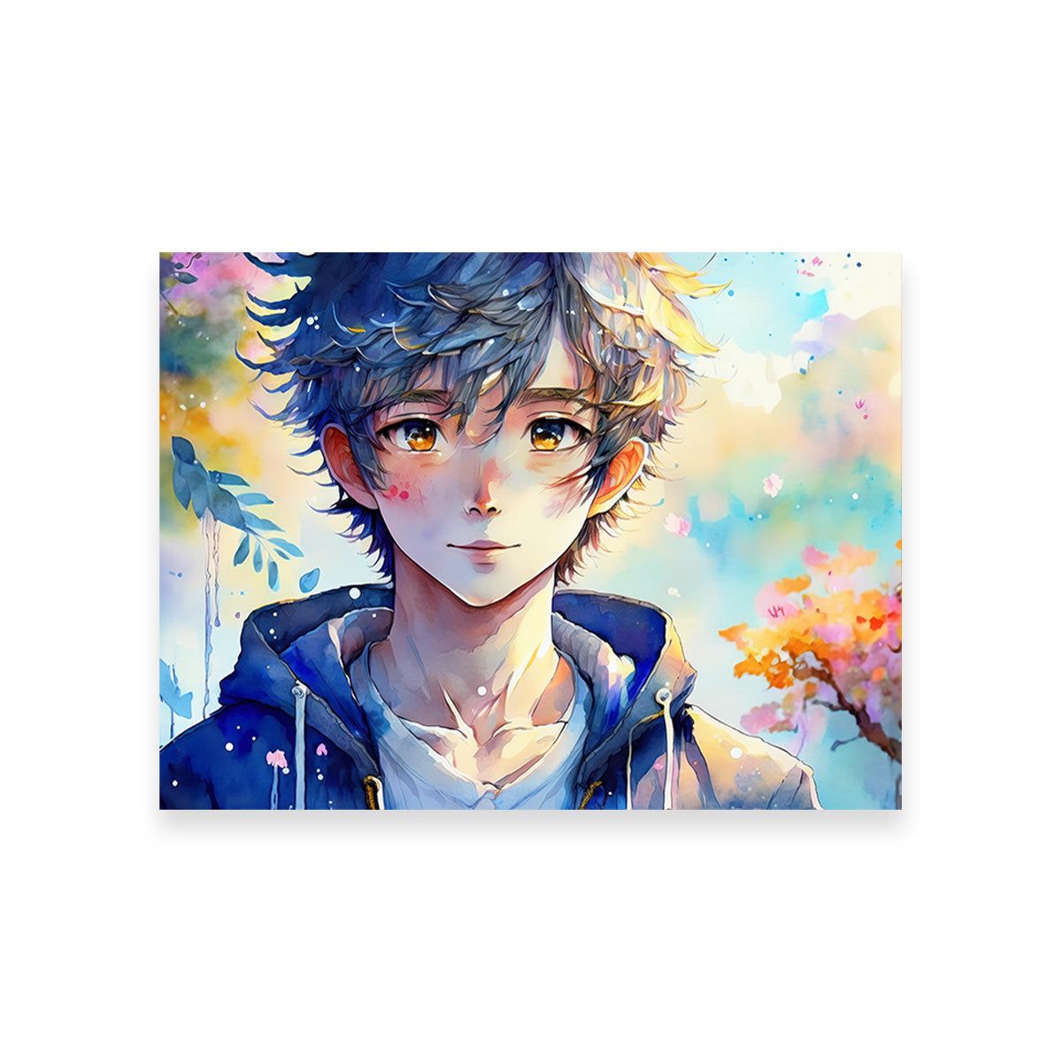 Stunning Anime Boy Watercolor Art Print