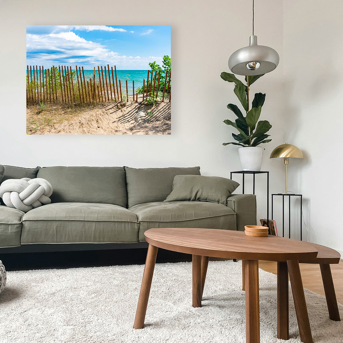 Stunning Shoreline with Fence in Evanston Wall Art for Your Home Decor