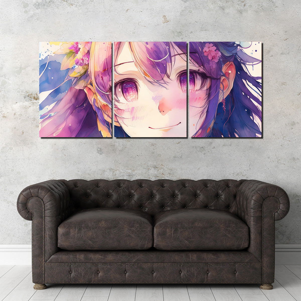 Captivating Anime Girl Watercolor Wall Art