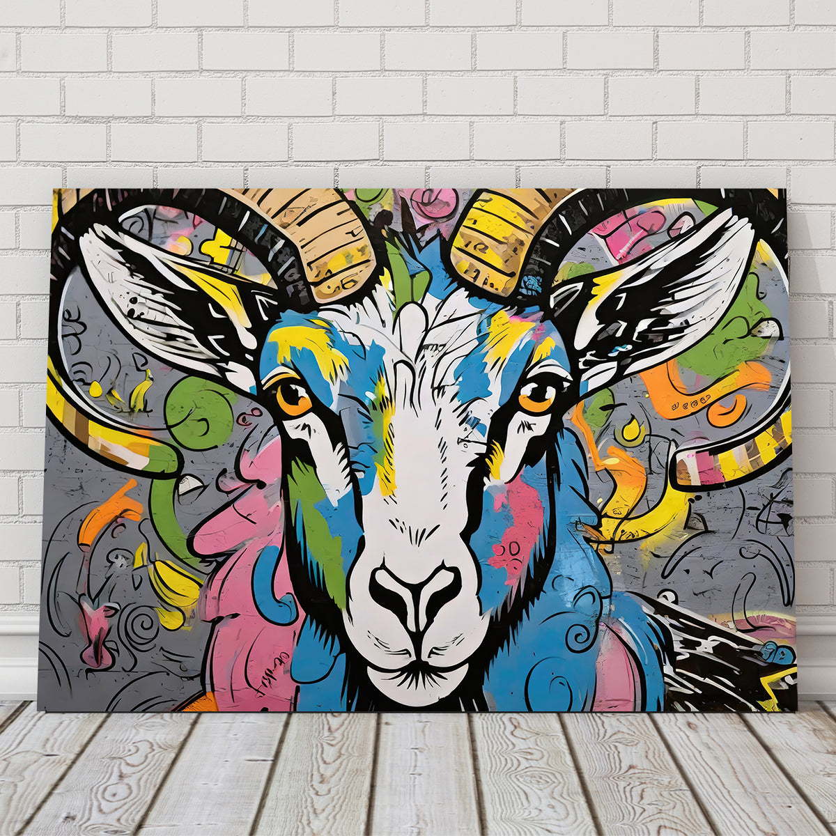 Stunning Bighorn Sheep Graffiti Wall Art by Stephen Chambers