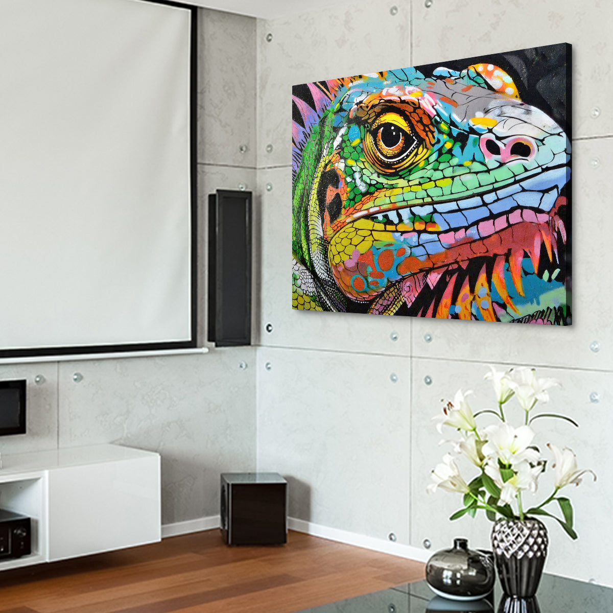 Stunning Iguana Graffiti Wall Art by Stephen Chambers