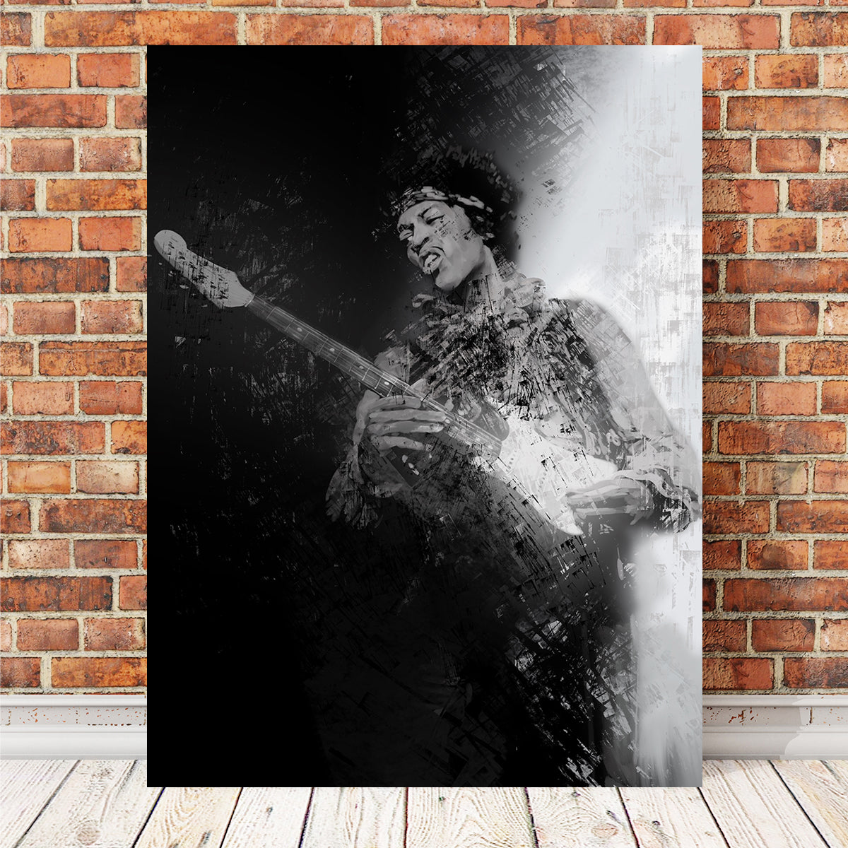 Hendrix Guitar God Wall Art - Museum-Quality Canvas Print by Andy Brackpool
