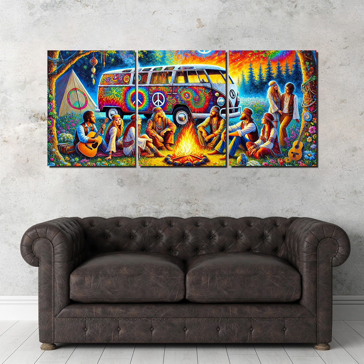 Unique Hippie Campfire Wall Art for Stunning Home Decor