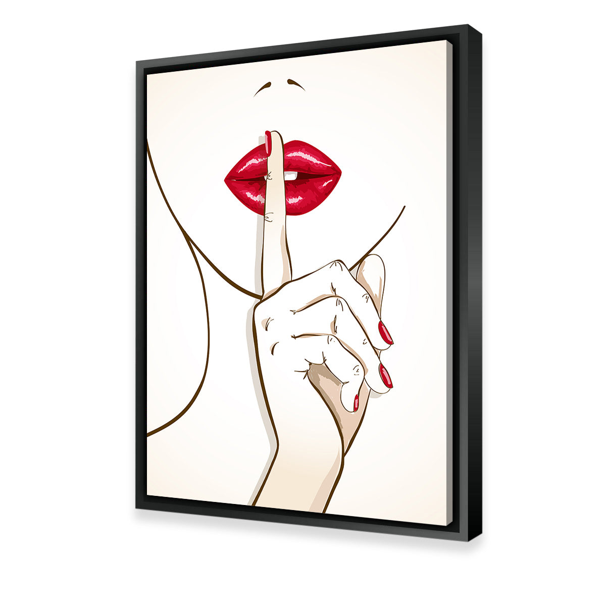 Shh Lips: Exquisite Kiln - Dried Pine Wood Framed Canvas Prints