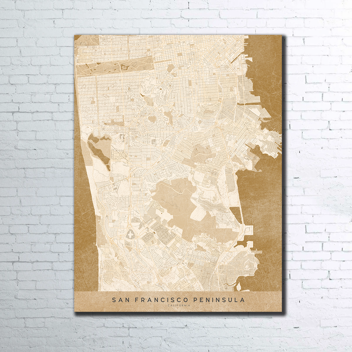 Stunning Sepia San Francisco Peninsula Wall Art by Blursbyai