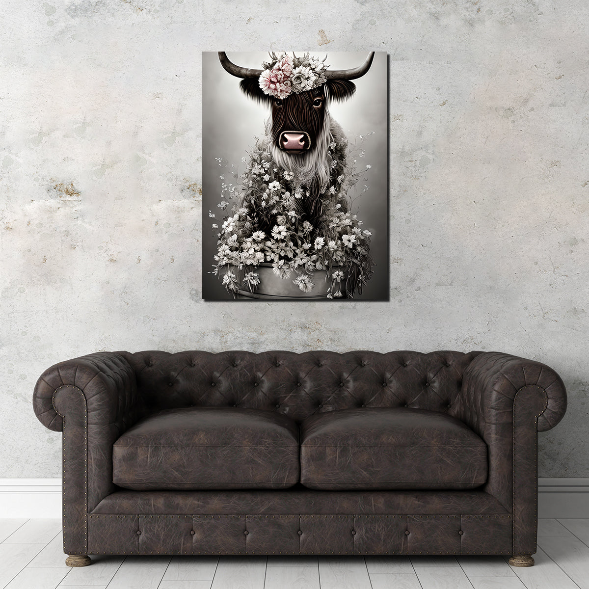 Charming Shabby Highland Cow Wall Art by Dina Rolle