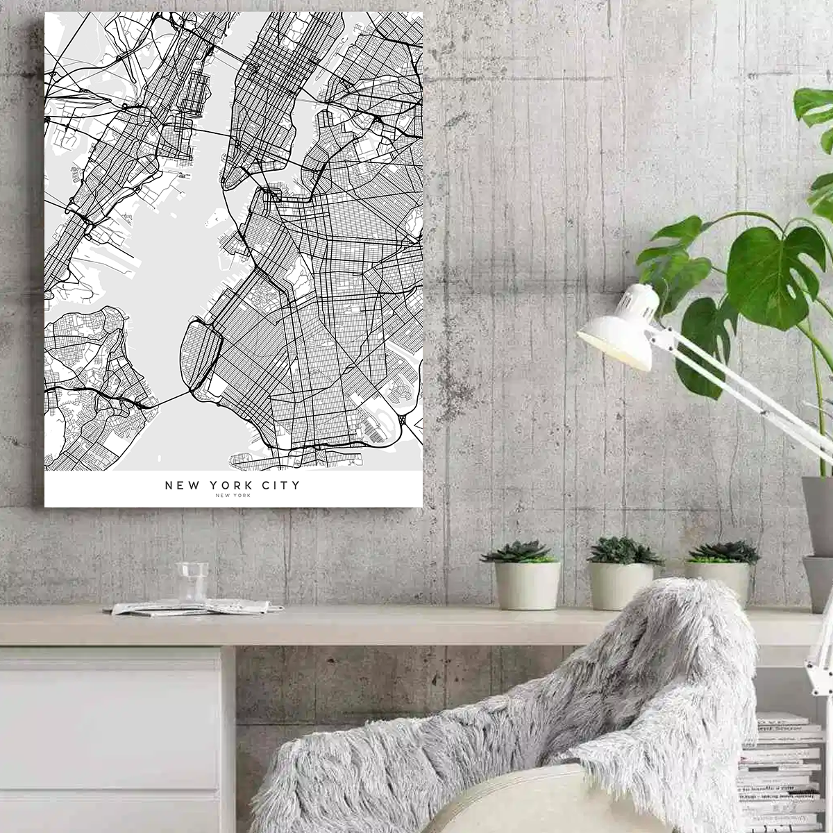 Exquisite New York City Map Wall Art by Blursbyai