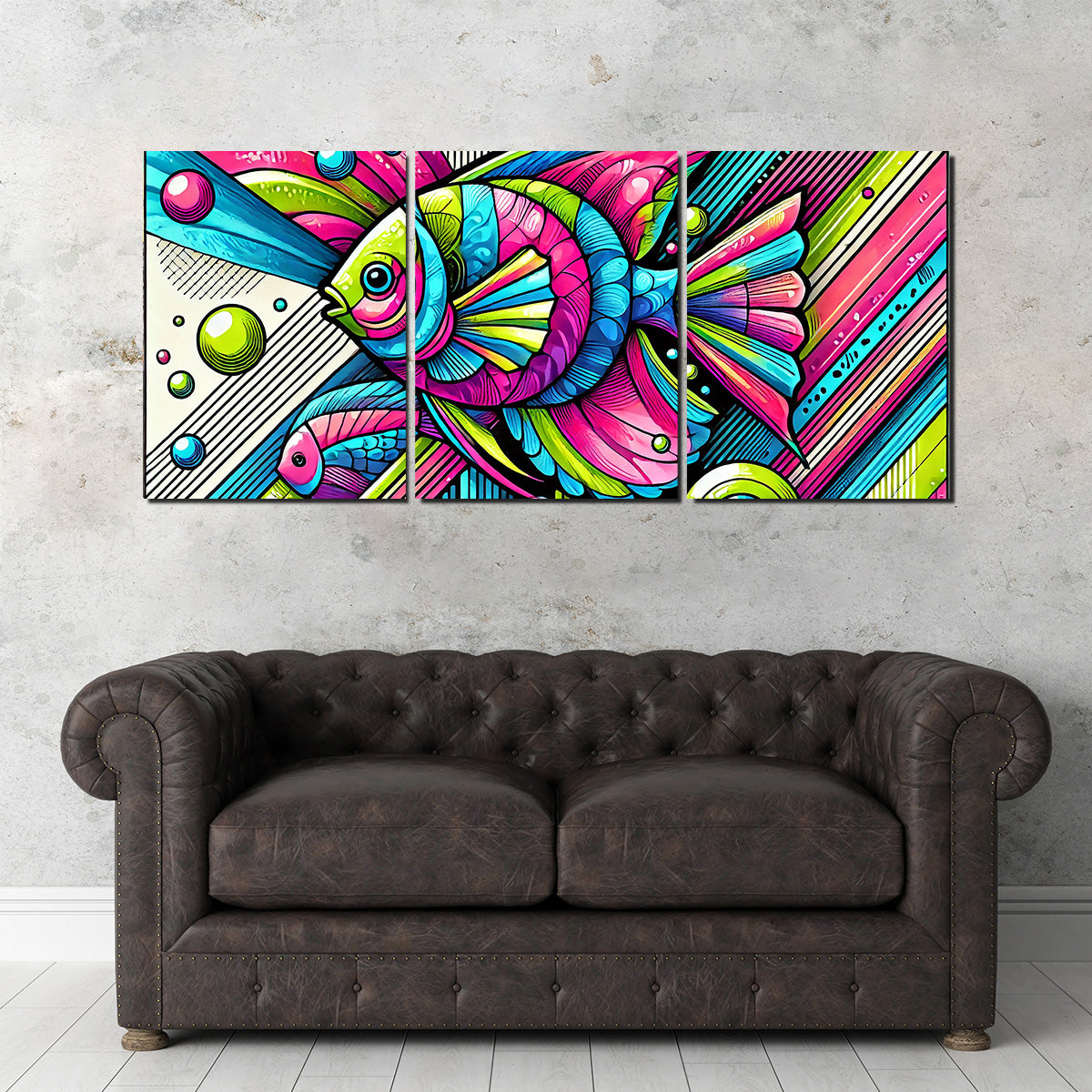 Eye - Catching Neon Pop Art Fish Wall Art for Stunning Decor