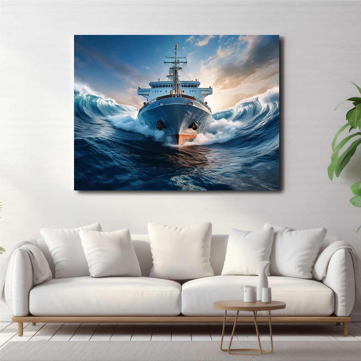 Stunning Ship in High Waves Wall Art