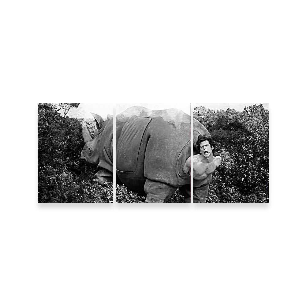 Ace Ventura Rhino Birth Grayscale Wall Art - Museum-Quality Canvas Print