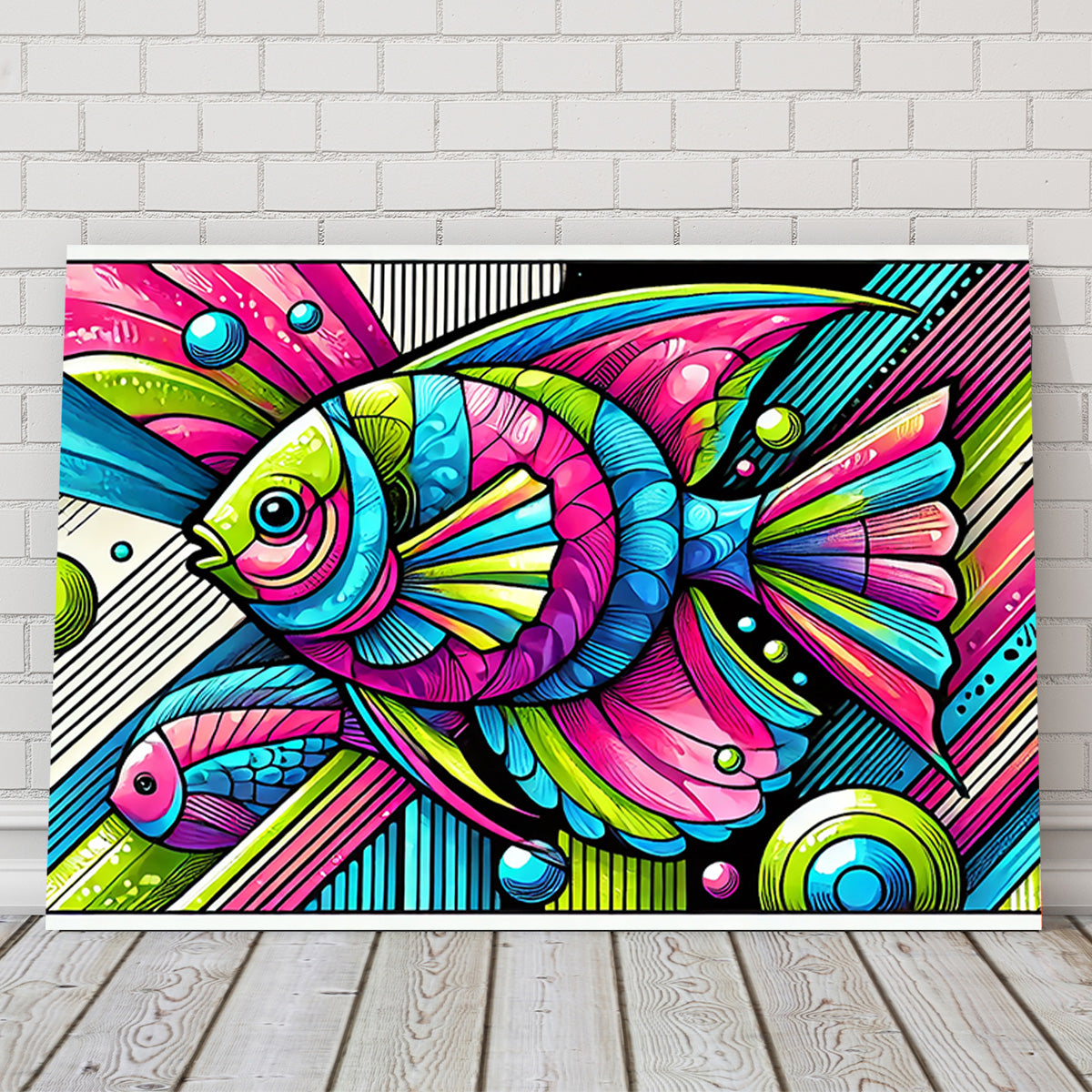 Eye - Catching Neon Pop Art Fish Wall Art for Stunning Decor