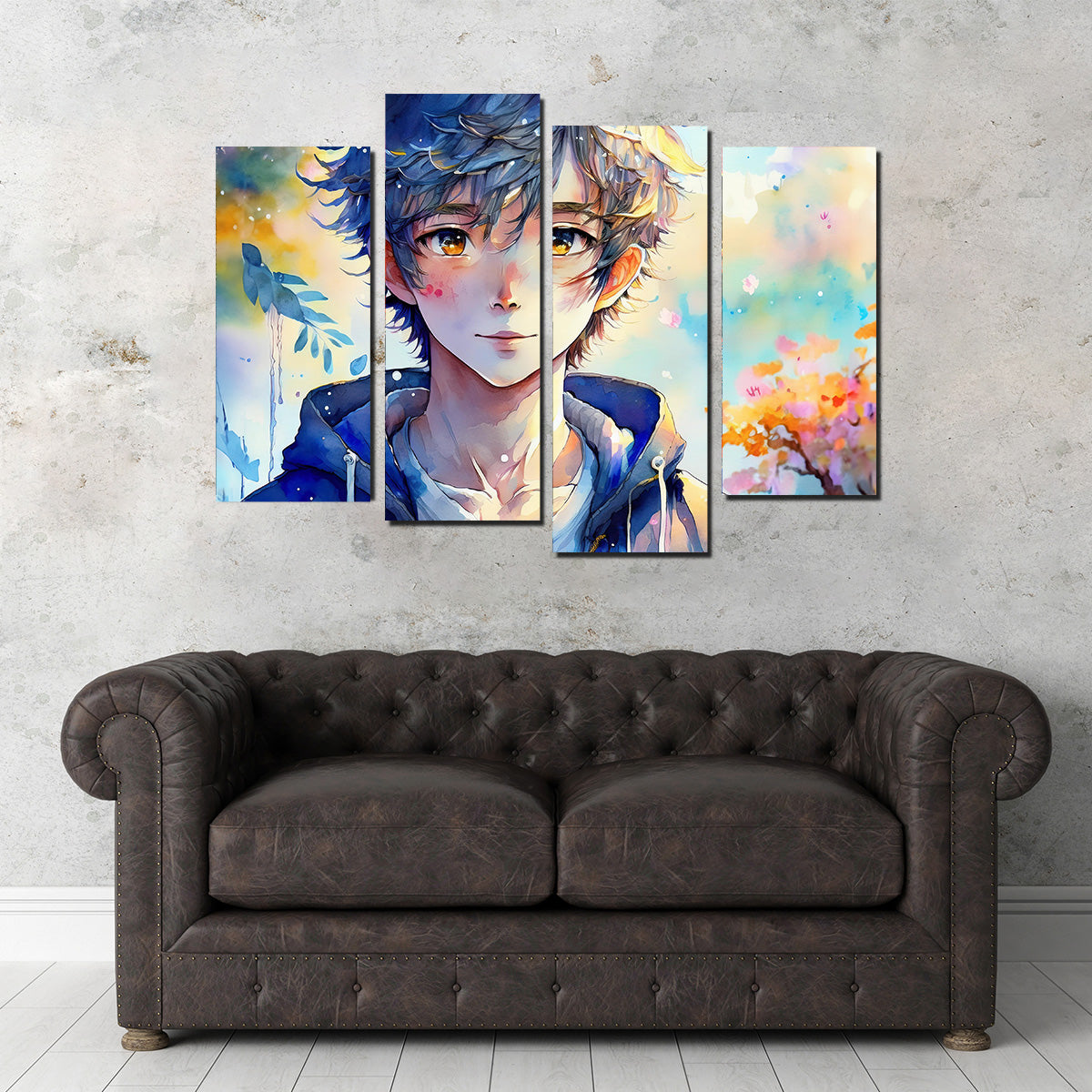 Stunning Anime Boy Watercolor Art Print