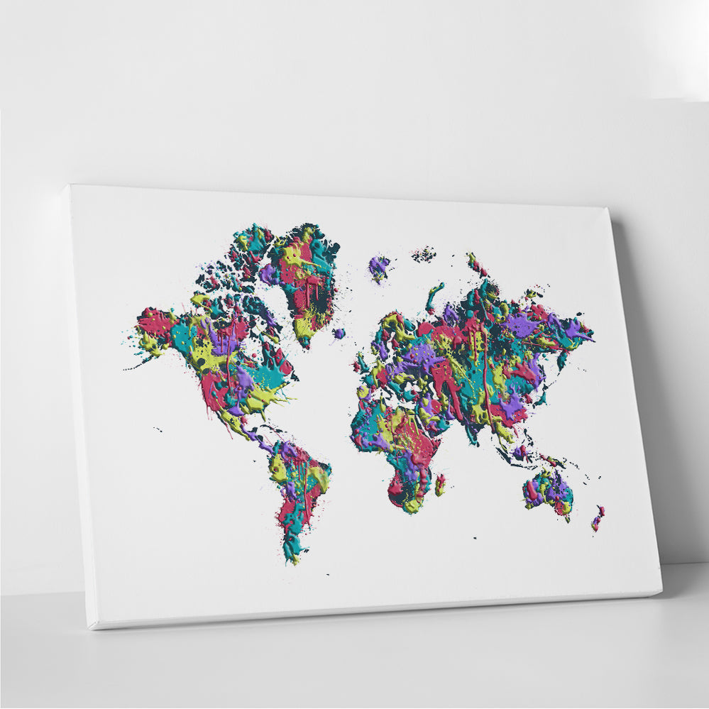 Stunning Pop Art White World Map Wall Art by Melanie Viola