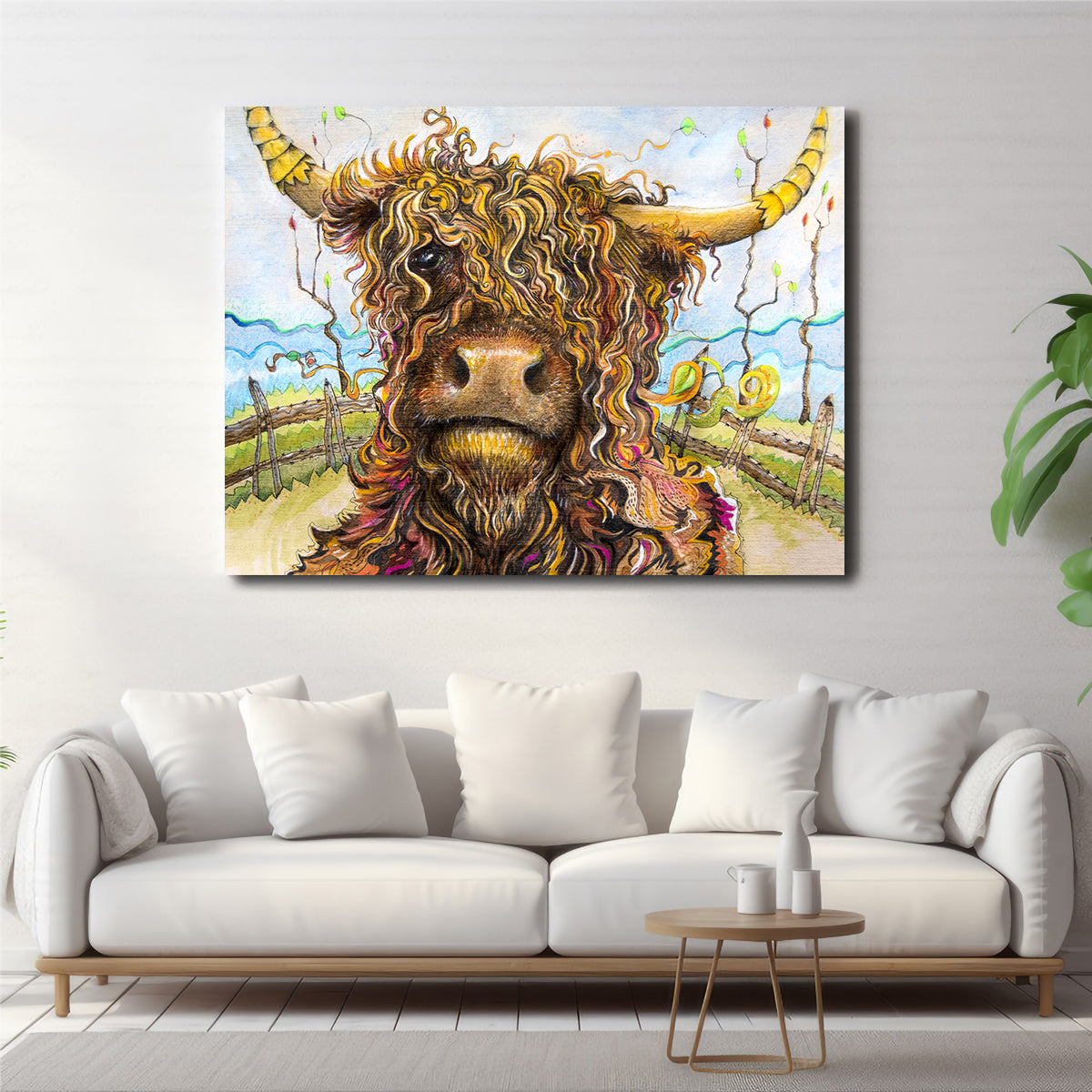 Exquisite Highland Cow Art Canvas Wall Art for Home Decor