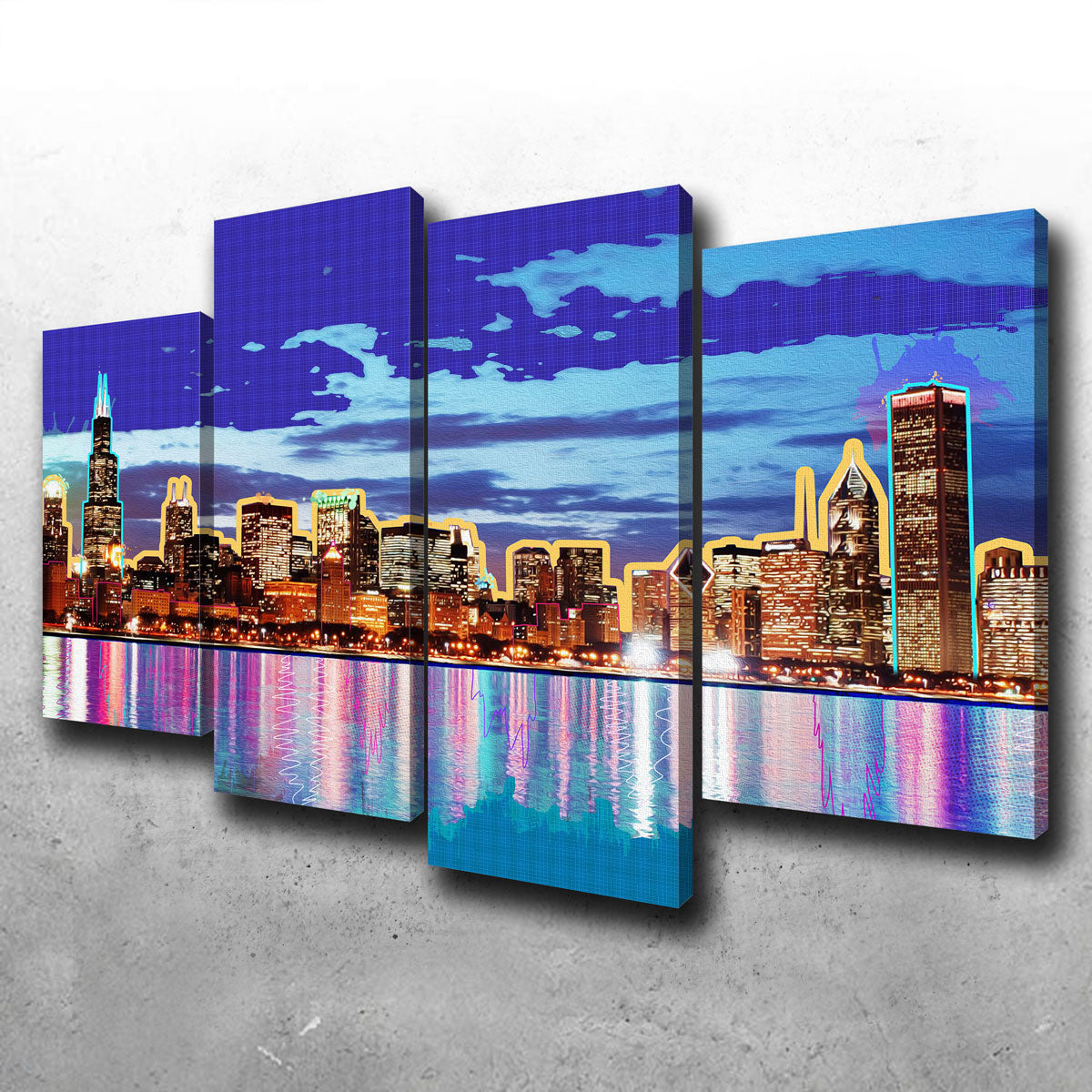 Stunning Neon Chicago Skyline Wall Art for Modern Decor