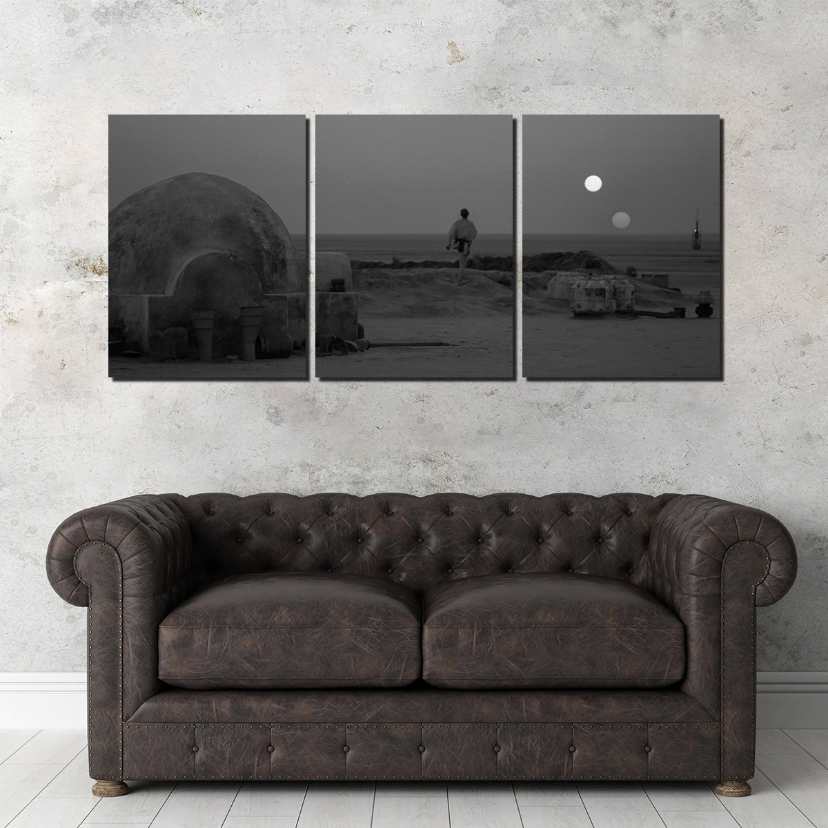 Stunning Binary Star Wars Sunset Grayscale Wall Art for Your Home Decor