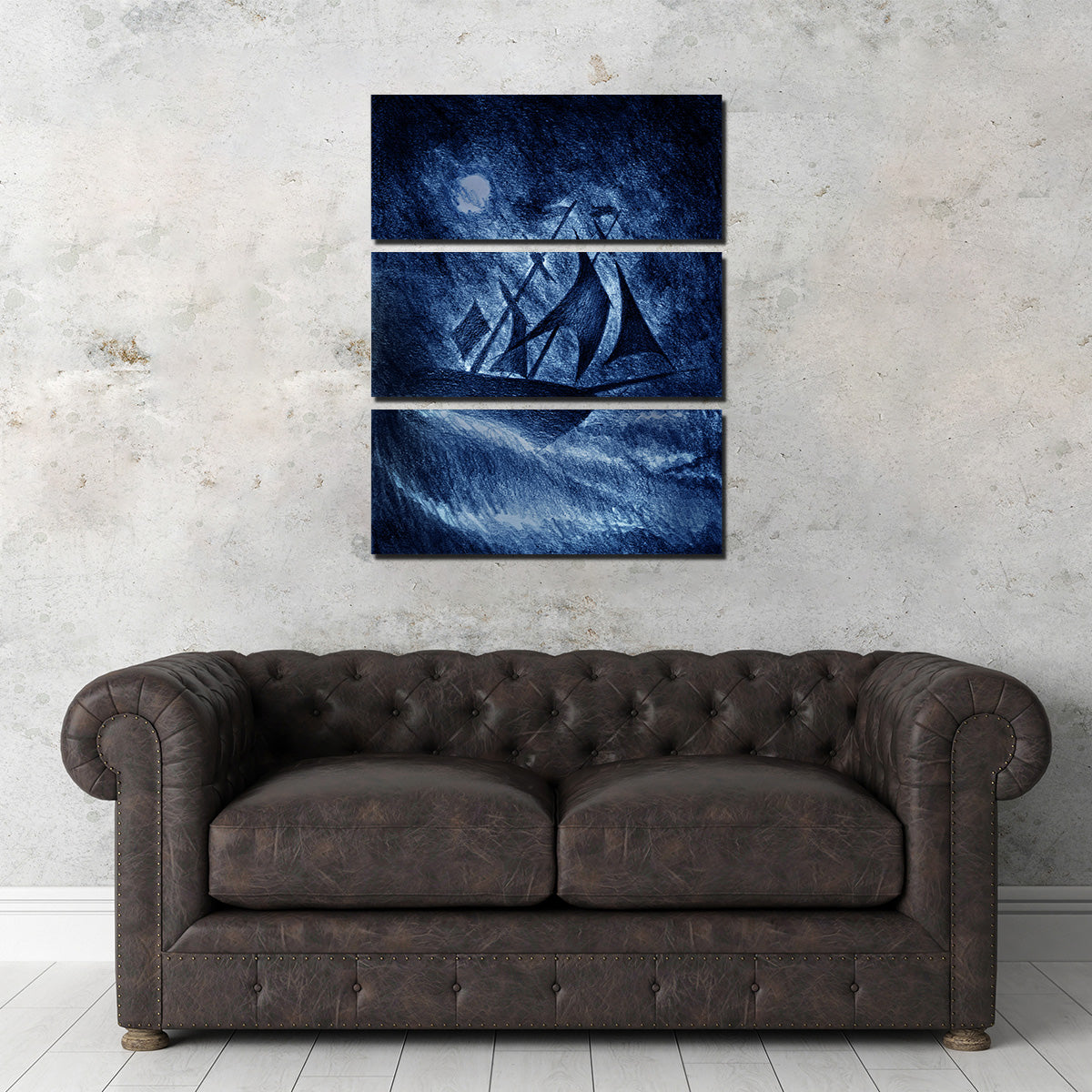 Stunning Ship on the Storm Waves Wall Art for Home Decor