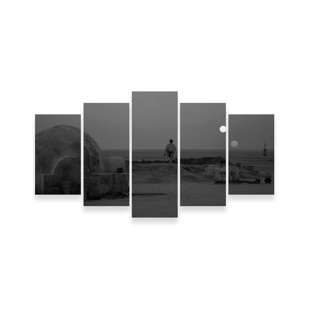 Stunning Binary Star Wars Sunset Grayscale Wall Art for Your Home Decor